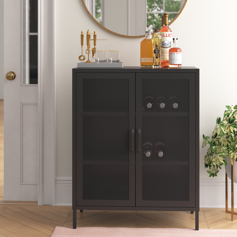 Tall black store accent cabinet